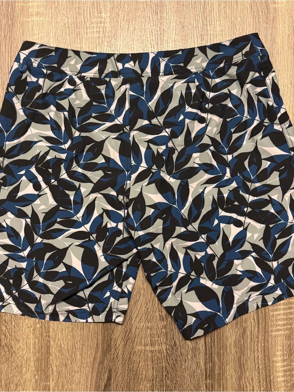 J. Crew‎ Navy, Black and White Leaf-Print Swim Trunks